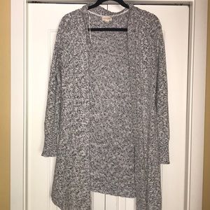 Long gray open cardigan